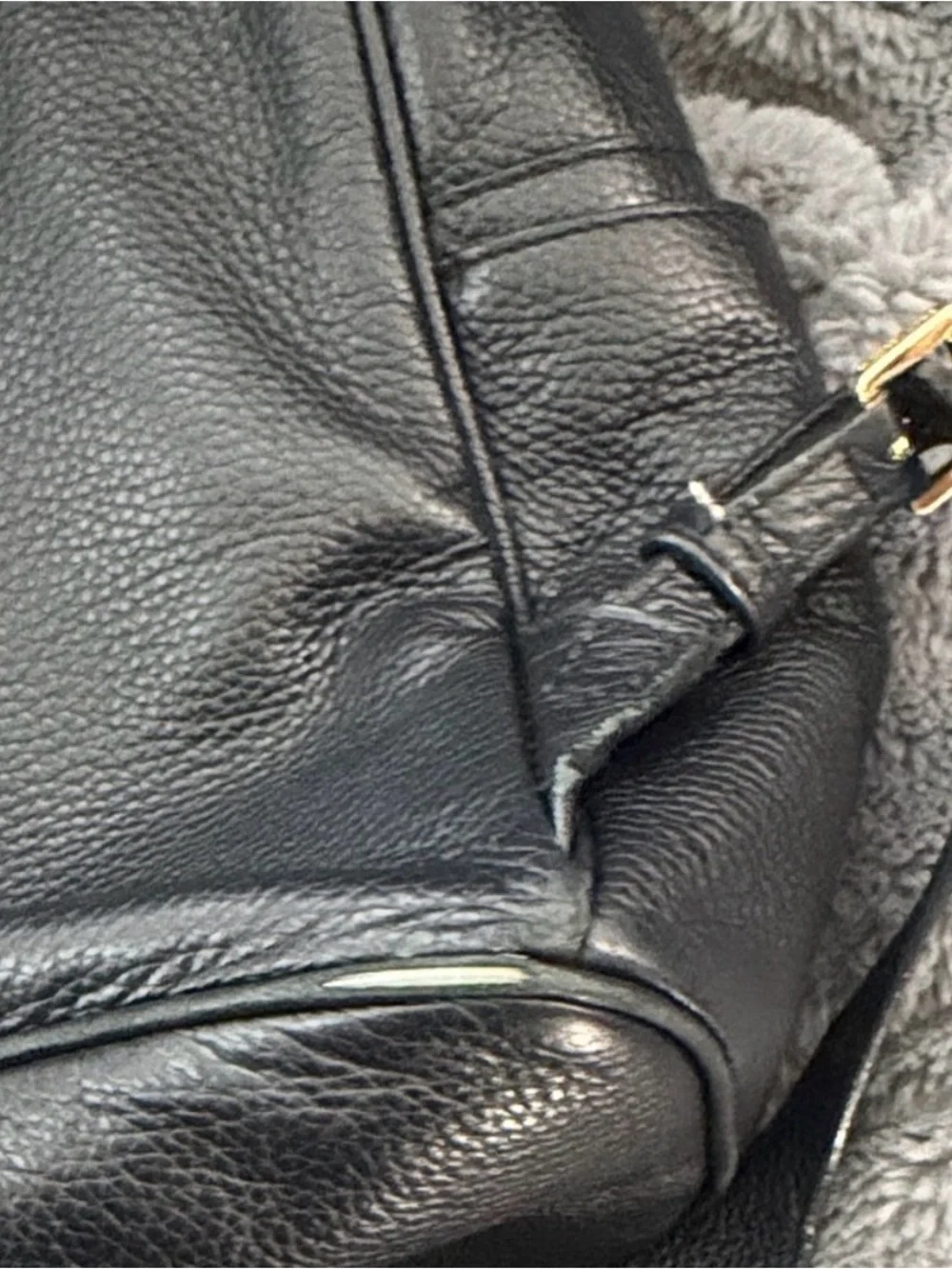 Michael Kors Black Pebbled Leather Backpack with Gold Hardware